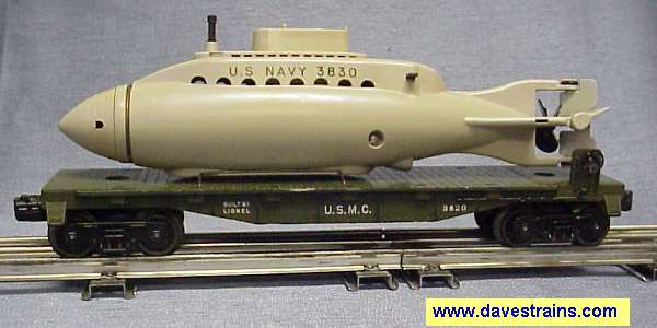Photo of a 3820 U.S.M.C Flatcar with Submarine