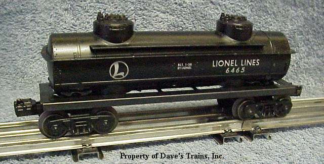 Photo of a black 6465 Lionel Lines Tank Car